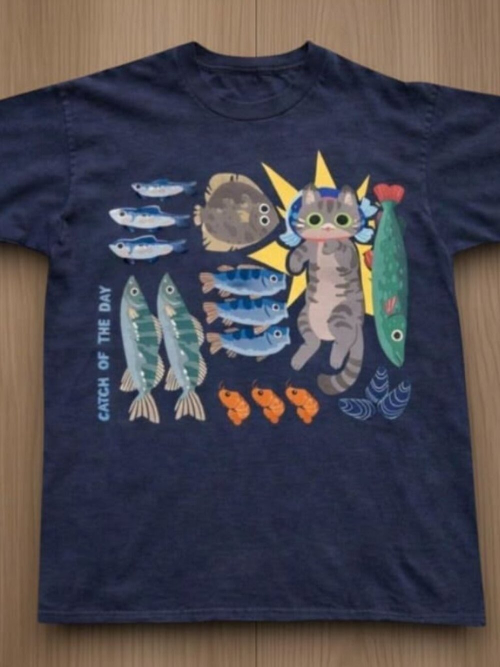 Catch of the day navy graphic t shirt